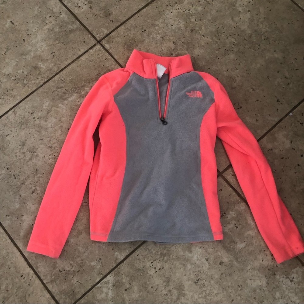 The North Face Girls Coral Gray 1/4 Zip Fleece Sz 7/8
